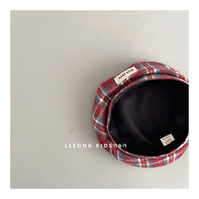 キッズ帽子 チェック ベレー帽 キャスケット【mh0011841】