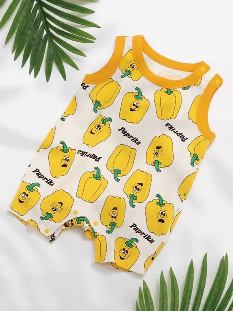 Vegetable Print Sleeveless Romper ベジタブル ノースリーブロンパース【mh0013361】