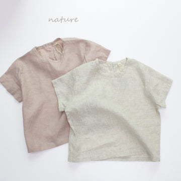 Minimalist Pullover Linen Top リネン 半袖シャツ【mh0013632】