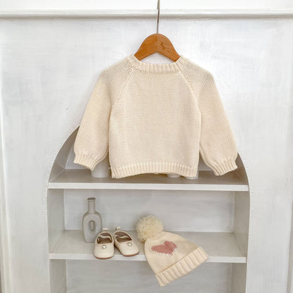 -ハートポケットニットカーディガン/ニット帽【mh0010845】 - mamahalo shop - カーディガン・パーカー -  べビー服 - 子供服 - 男の子 - 女の子