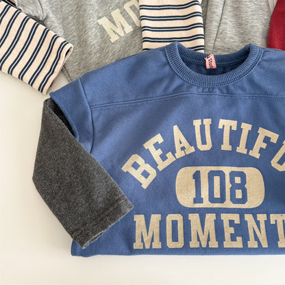 -ロゴプリントベストドッキング長袖Tシャツ スウェット【mh0010806】 - mamahalo shop - 長袖Tシャツ -  べビー服 - 子供服 - 男の子 - 女の子