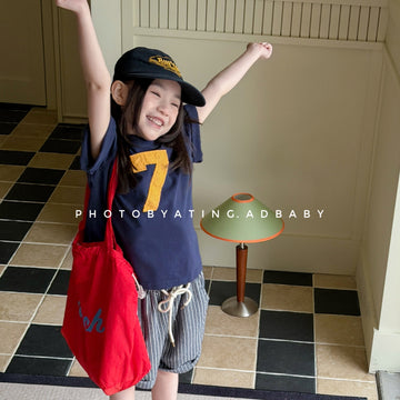 Number Embroidered Cotton Short Sleeve T-shirt Patch Short Sleeve T-shirt [mh0012662]
