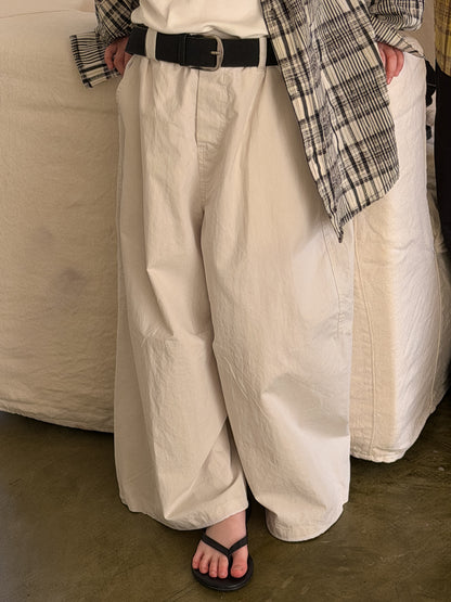 Pantalones Anchos de Algodón Liso【mh0012516】