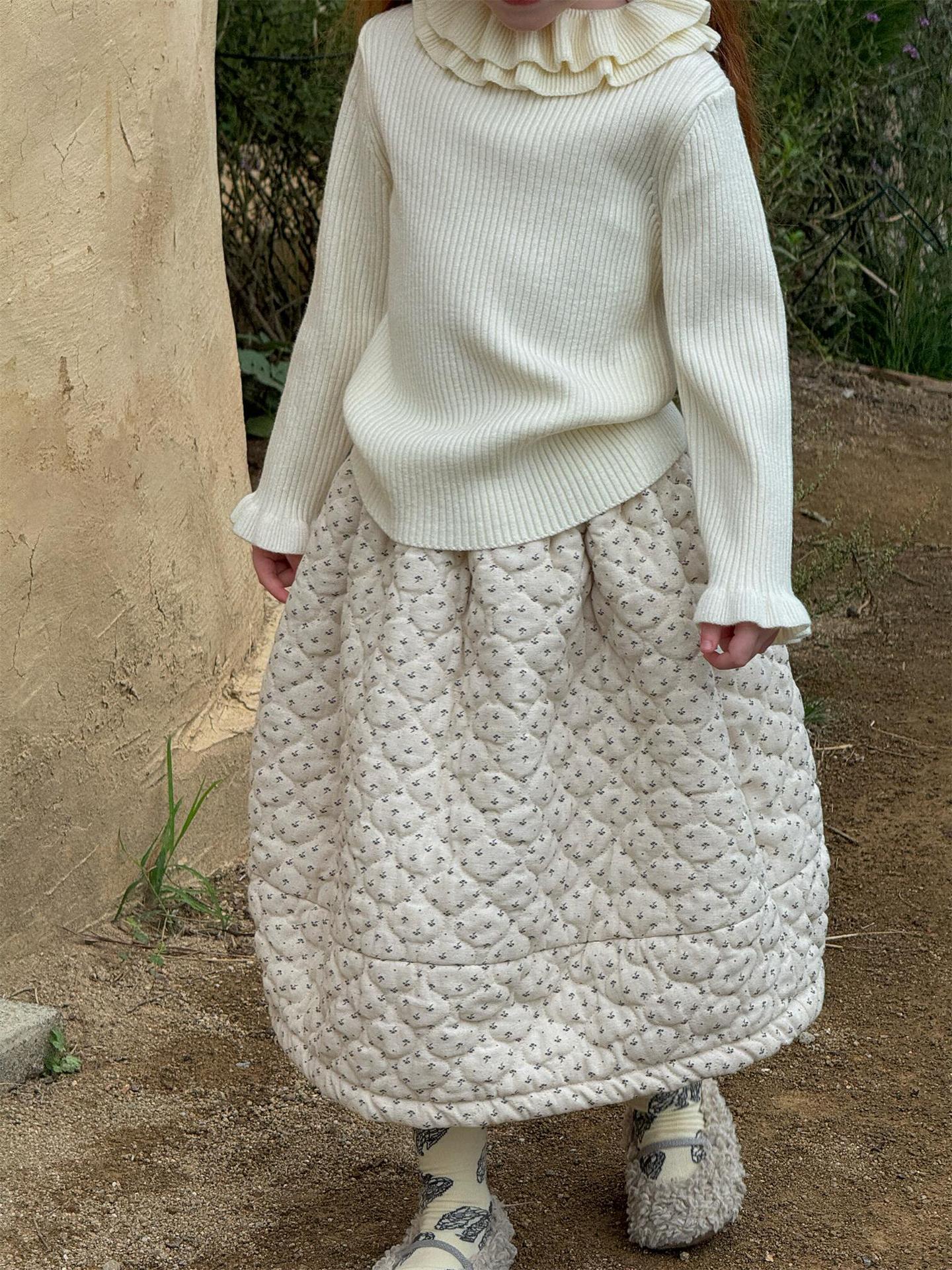 キルティングスカート 厚手 キルト ミモレ丈 無地 花柄【mh0011750】