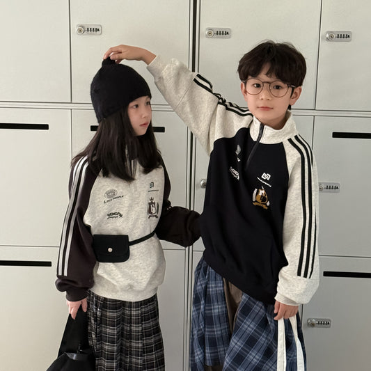 -バイカラーロゴハーフジップスウェットシャツ【mh0010937】 - mamahalo shop - トレーナー・フーディ -  べビー服 - 子供服 - 男の子 - 女の子