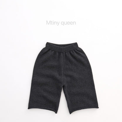 キッズ用ニットパンツ、チャコールグレーのリブウエストゴム