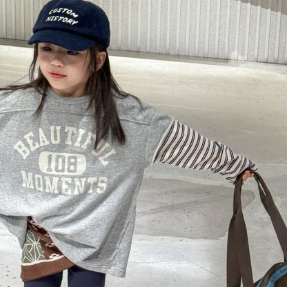 -ロゴプリントベストドッキング長袖Tシャツ スウェット【mh0010806】 - mamahalo shop - 長袖Tシャツ -  べビー服 - 子供服 - 男の子 - 女の子