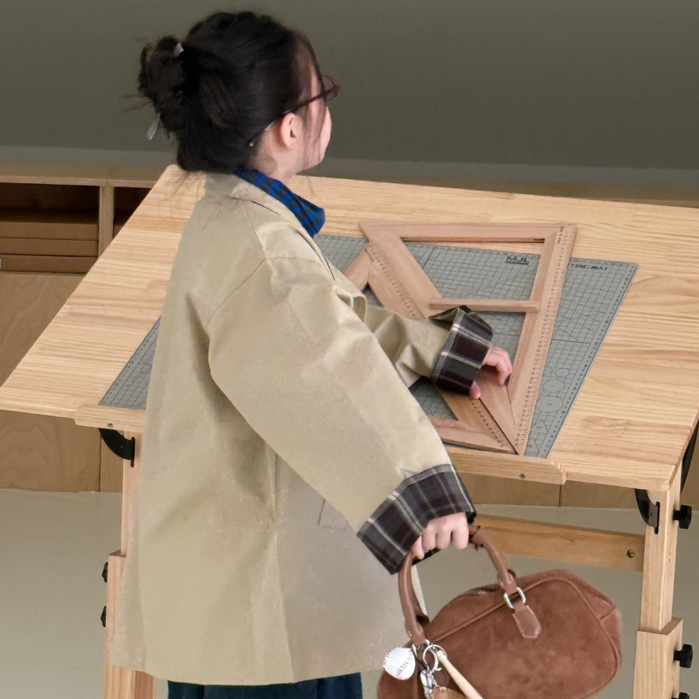 -無地ロング丈トレンチコートジャケット 襟付きカジュアルアウター【mh0010782】 - mamahalo shop - ショートコート・ジャケット・ジャンパー -  べビー服 - 子供服 - 男の子 - 女の子