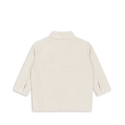 Simple long-sleeved shirt in subtle colors with lemon embroidery. Kids' top. [mh0011561]