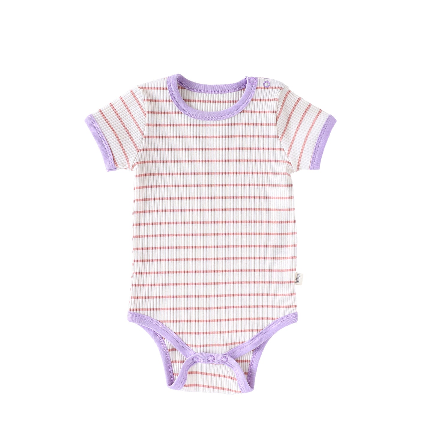 Striped Ribbed Cotton Romper マルチボーダー 半袖ノースリーブロンパース【mh0013597】