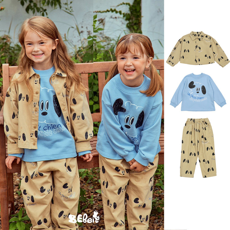 -ドッグ柄ジャケット/犬プリントスウェット/いぬ柄パンツ【mh0010984】 - mamahalo shop - 長袖セットアップ -  べビー服 - 子供服 - 男の子 - 女の子