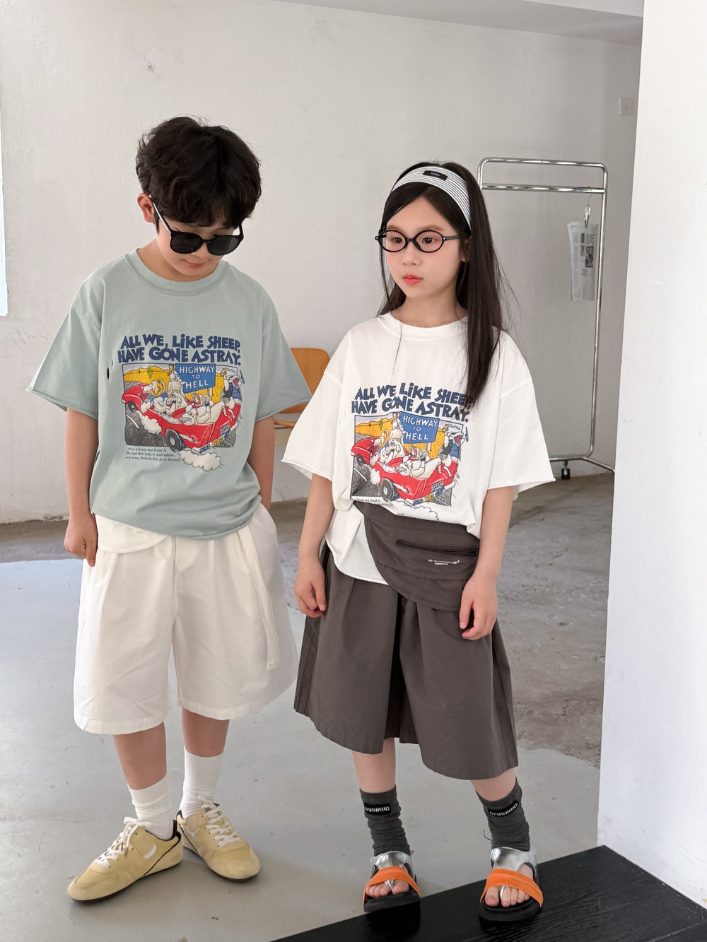 Vintage Sheep Graphic Oversized Top アメコミプリント 半袖Tシャツ【mh0013522】