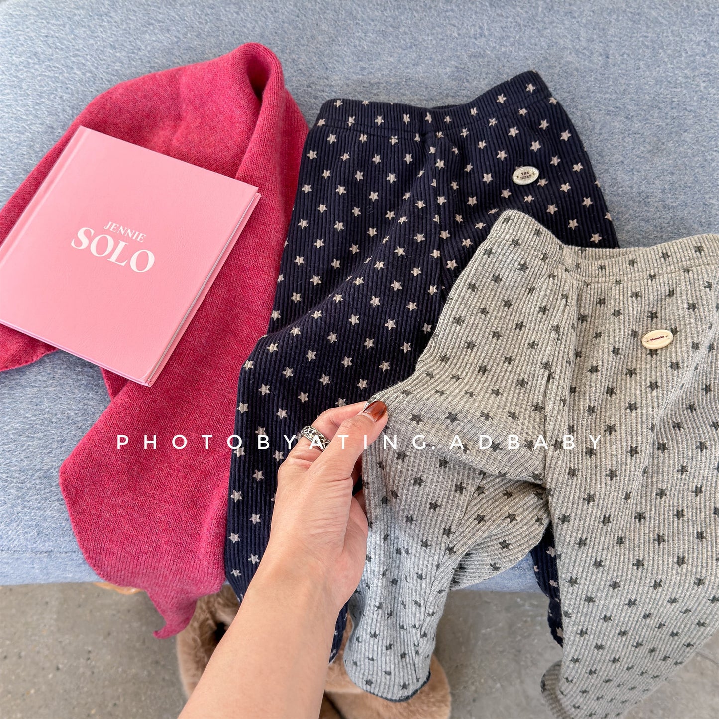 裏起毛リブレギンスパンツ 星スタープリント デイリーパンツ【mh0011908】