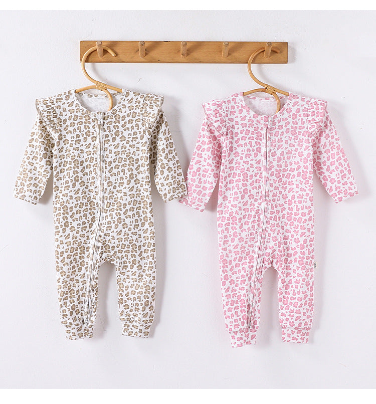 -レオパードプリントジップアップ長袖ジャンプスーツ【mh0010725】 - mamahalo shop - 長袖ロンパース -  べビー服 - 子供服 - 男の子 - 女の子