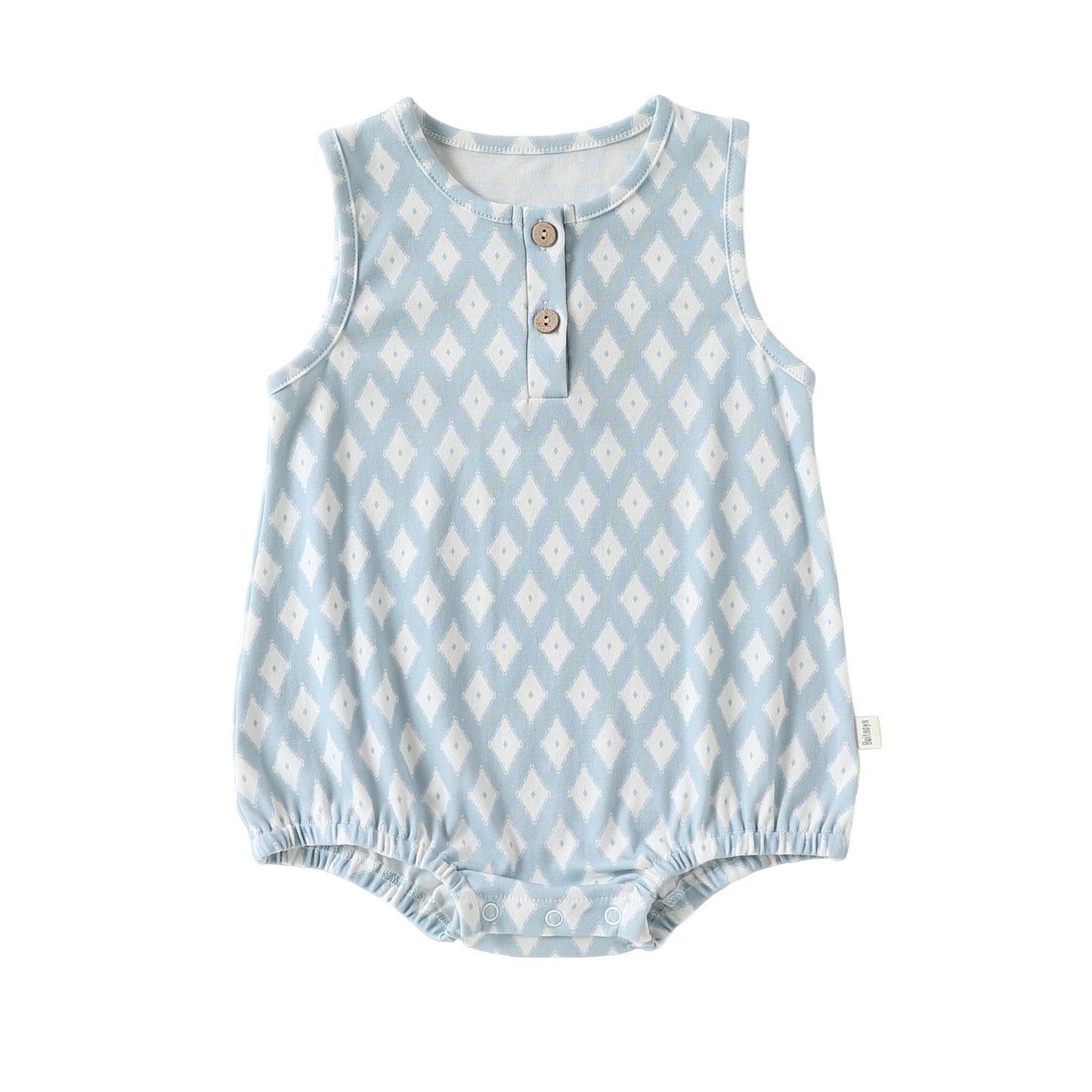 Graphic Print Sleeveless Romper マリン ダイヤ ノースリーブロンパース【mh0013039】