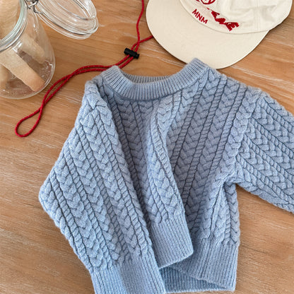 ケーブル編みクルーネックセーター【mh0010906】