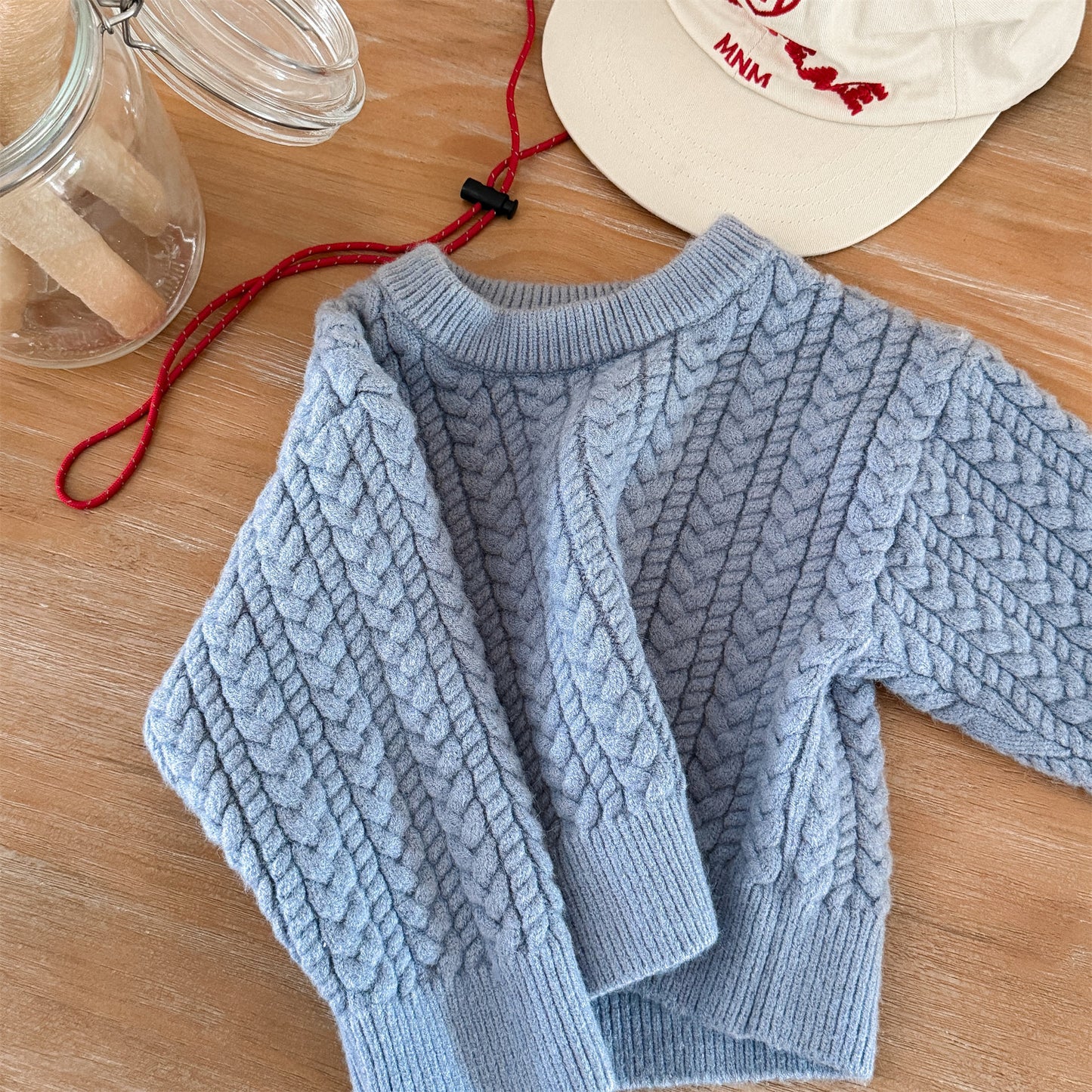 ケーブル編みクルーネックセーター【mh0010906】