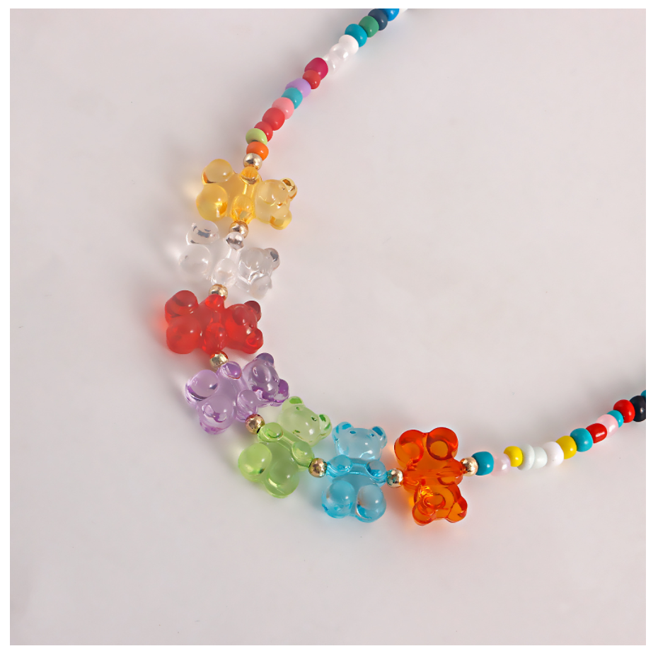 Retro Color Gummy Bear Necklace グミベア レトロ ビーズネックレス【mh0013021】