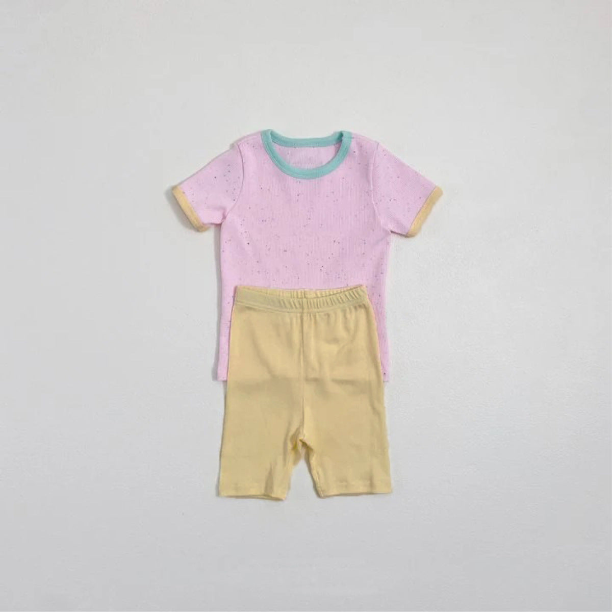 Mottle Speckled Short Sleeve Set ネップ 半袖Tシャツ ハーフパンツ セット【mh0013508】