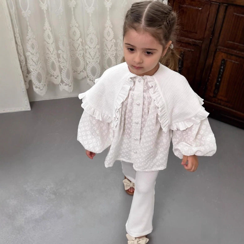 2025 INS Primavera-Otoño Rusa Top de Niña Algodón Bordado Primavera-Otoño Hombro Caído Casual Encaje Elegante Chaqueta de Muñeca【mh0013868】