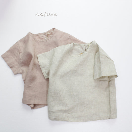Minimalist Pullover Linen Top リネン 半袖シャツ【mh0013632】