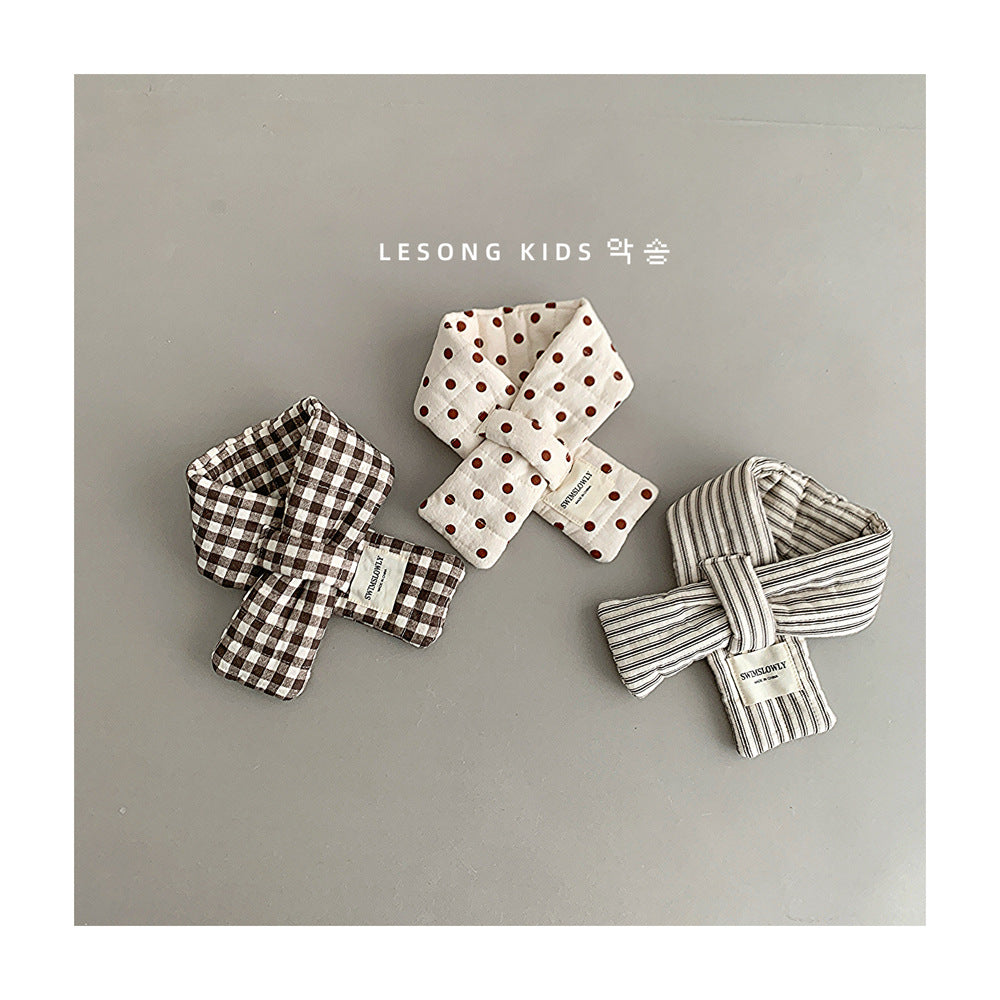 キッズマフラー チェック/ドット/ストライプ ネックウォーマー【mh0011796】