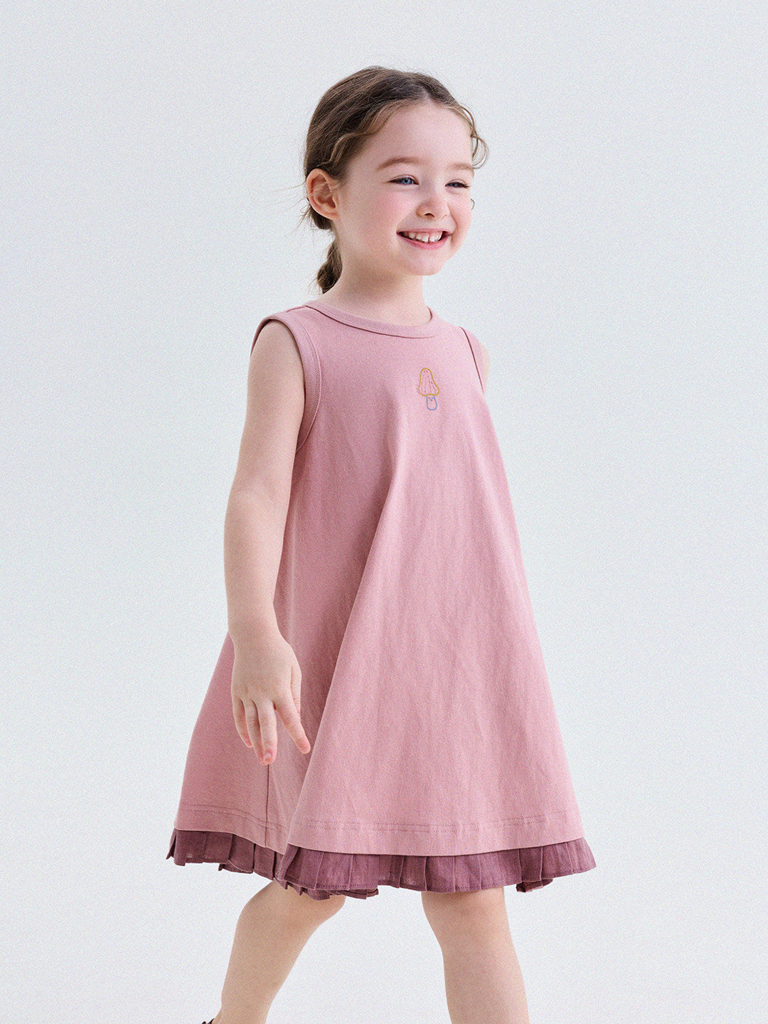 Vestido sin mangas con volantes en el dobladillo de colores para niños【mh0013764】