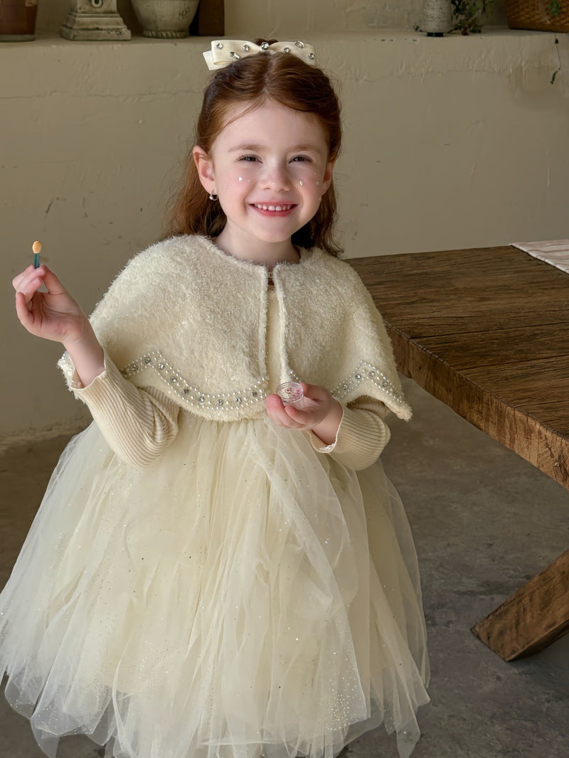 ノースリーブドレスワンピース/ケープ チュールスカート パーティ プリンセス【mh0011879】