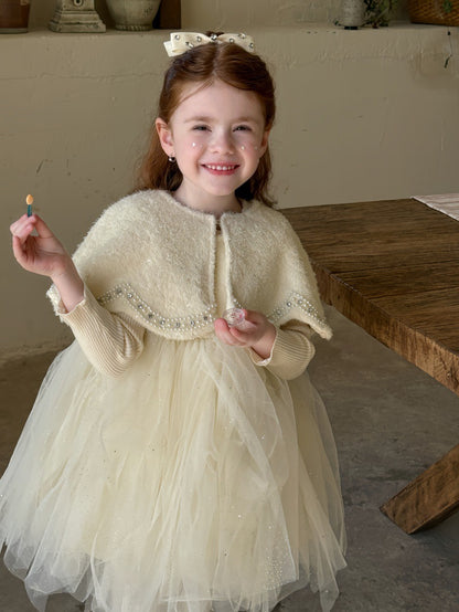 ノースリーブドレスワンピース/ケープ チュールスカート パーティ プリンセス【mh0011879】