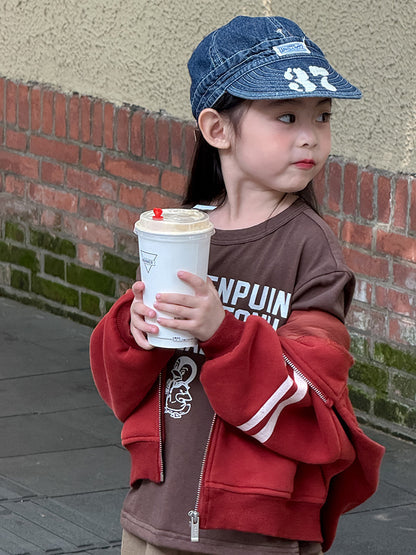 -ペンギン柄プリントTシャツ ロゴ入り長袖トップス【mh0011055】 - mamahalo shop - 長袖Tシャツ -  べビー服 - 子供服 - 男の子 - 女の子