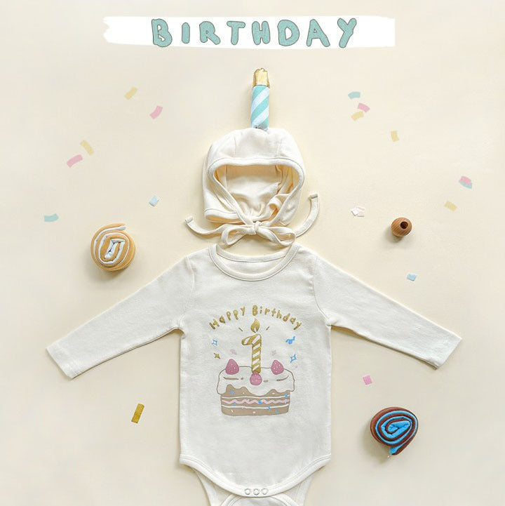 Birthday Cake Costume Hat Set Romper バースデーケーキ 長袖ロンパース 帽子 セット コスチューム【mh0013353】