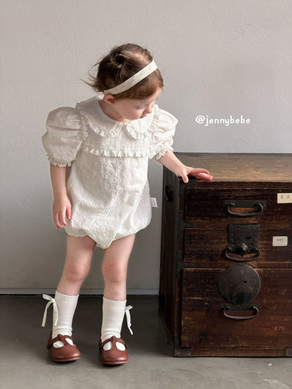 Eyelet Cotton Puff Sleeve Romper