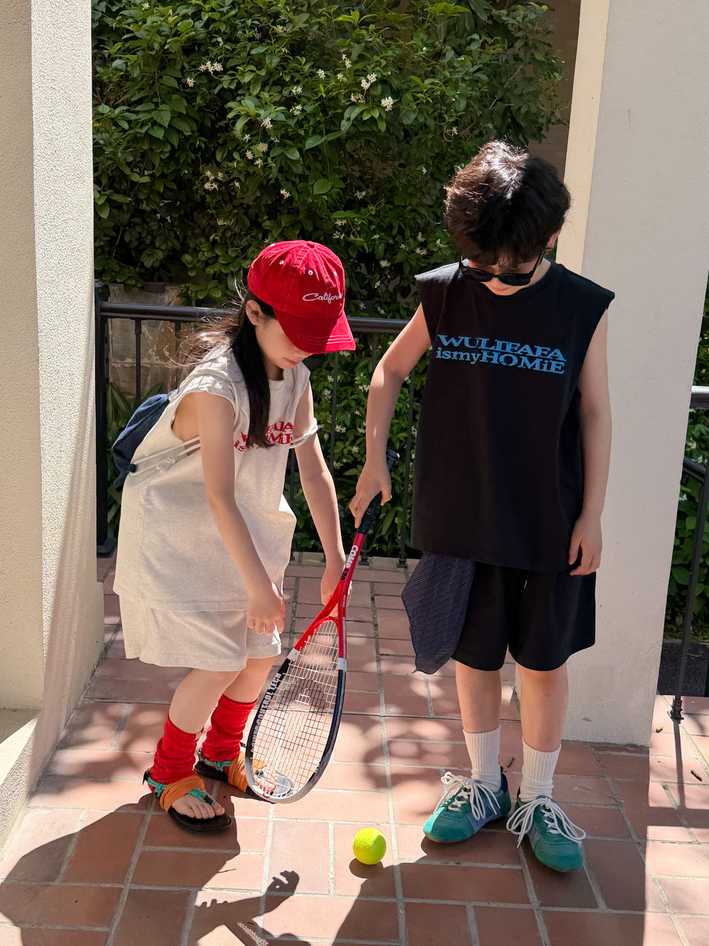 Sporty Lettering Sleeveless Shorts Set ロゴ ノースリーブTシャツ ハーフパンツ セット【mh0013535】
