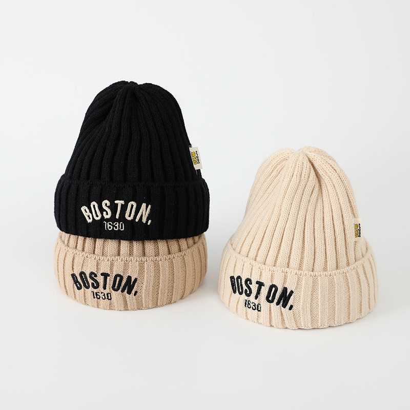 Gorro para niños, gorro de punto, gorro de punto, bordado de logotipo de letras, gorro de reloj, 5 colores