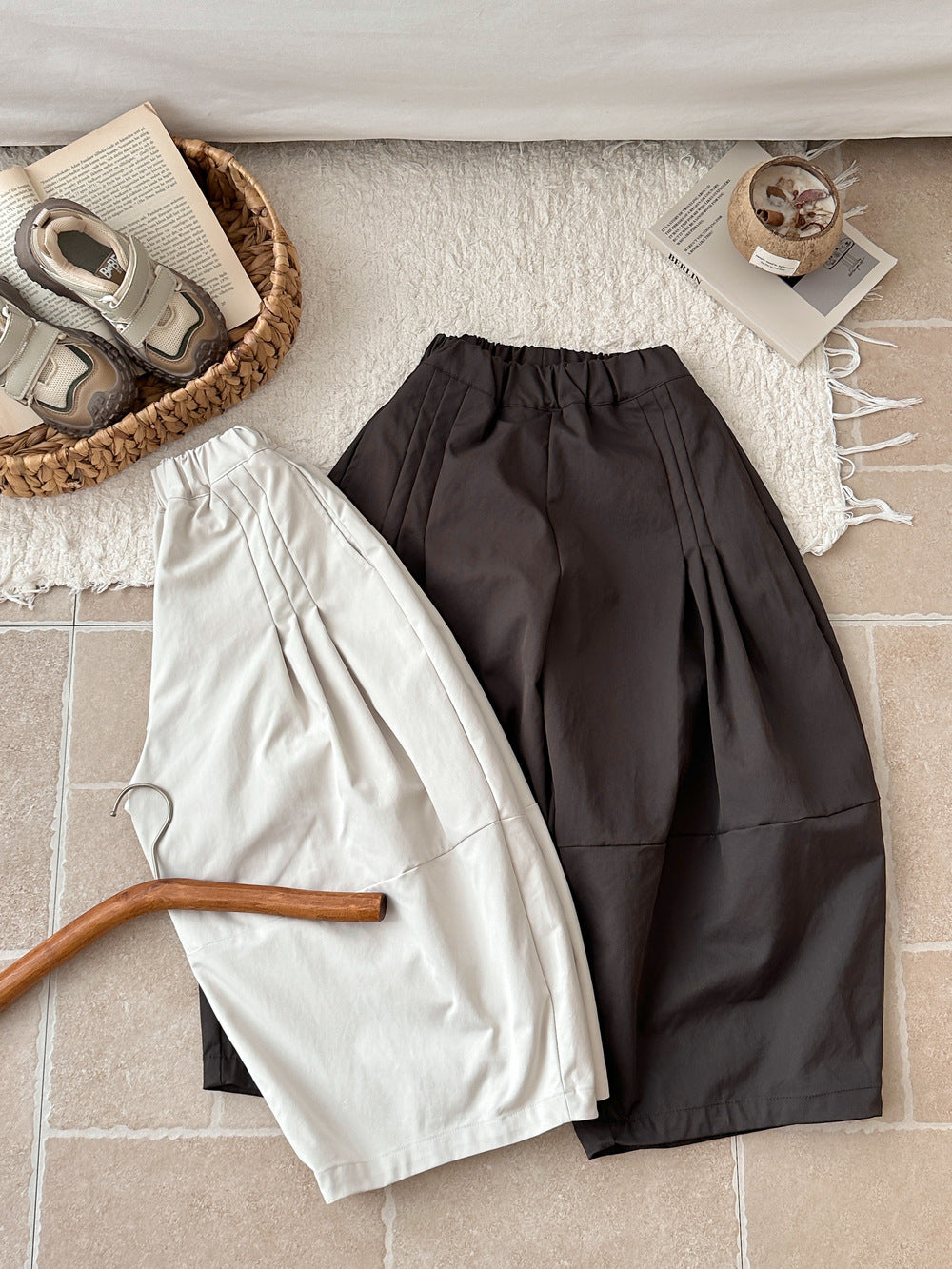 -ピンタック切り替えワイドガウチョパンツ【mh0010772】 - mamahalo shop - ロングパンツ・スウェットパンツ -  べビー服 - 子供服 - 男の子 - 女の子