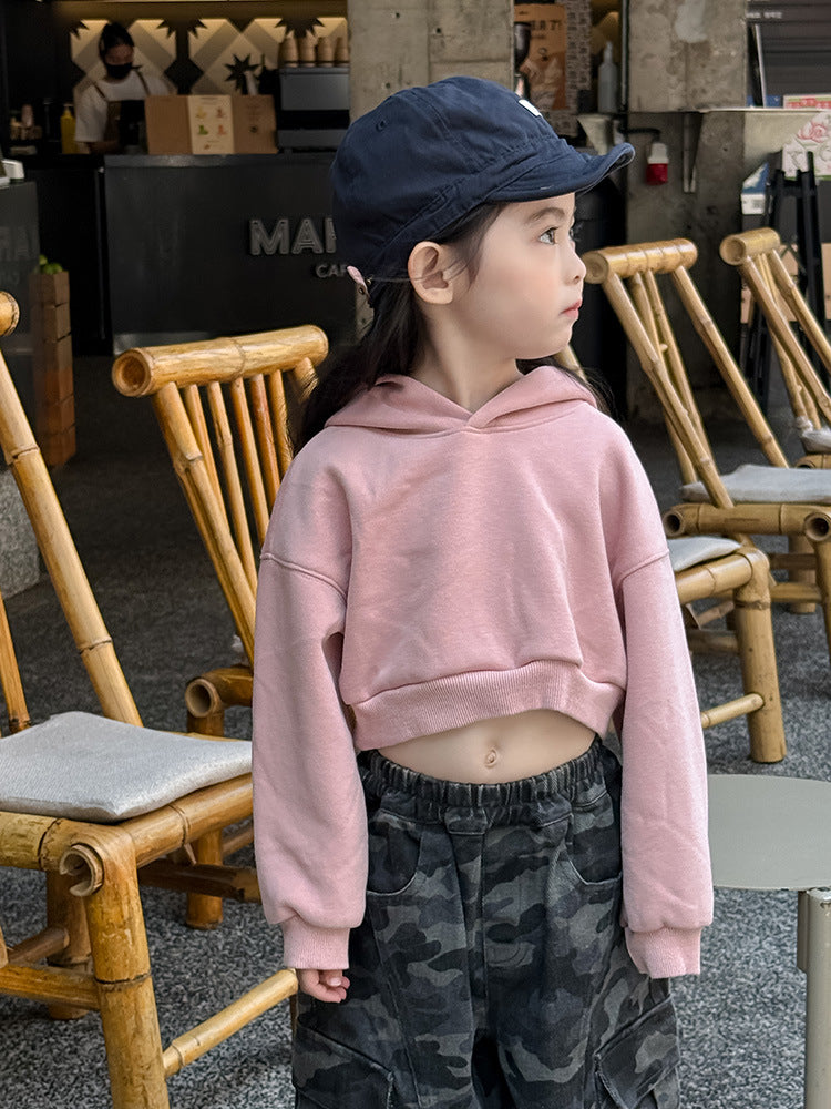 -クロップド丈パーカー 刺繍ロゴ入りフーディー ショートスウェット【mh0011053】 - mamahalo shop - カーディガン・パーカー -  べビー服 - 子供服 - 男の子 - 女の子