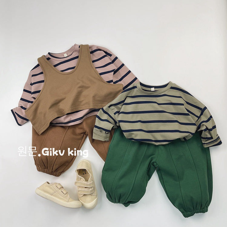 Kids Plain Tucked Loose Easy Pants [mh0013931]