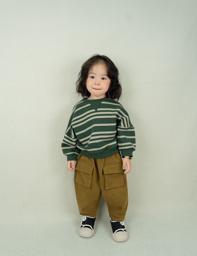 Pantalón largo suelto cargo de niño con bolsillos y solapa 【mh0013944】