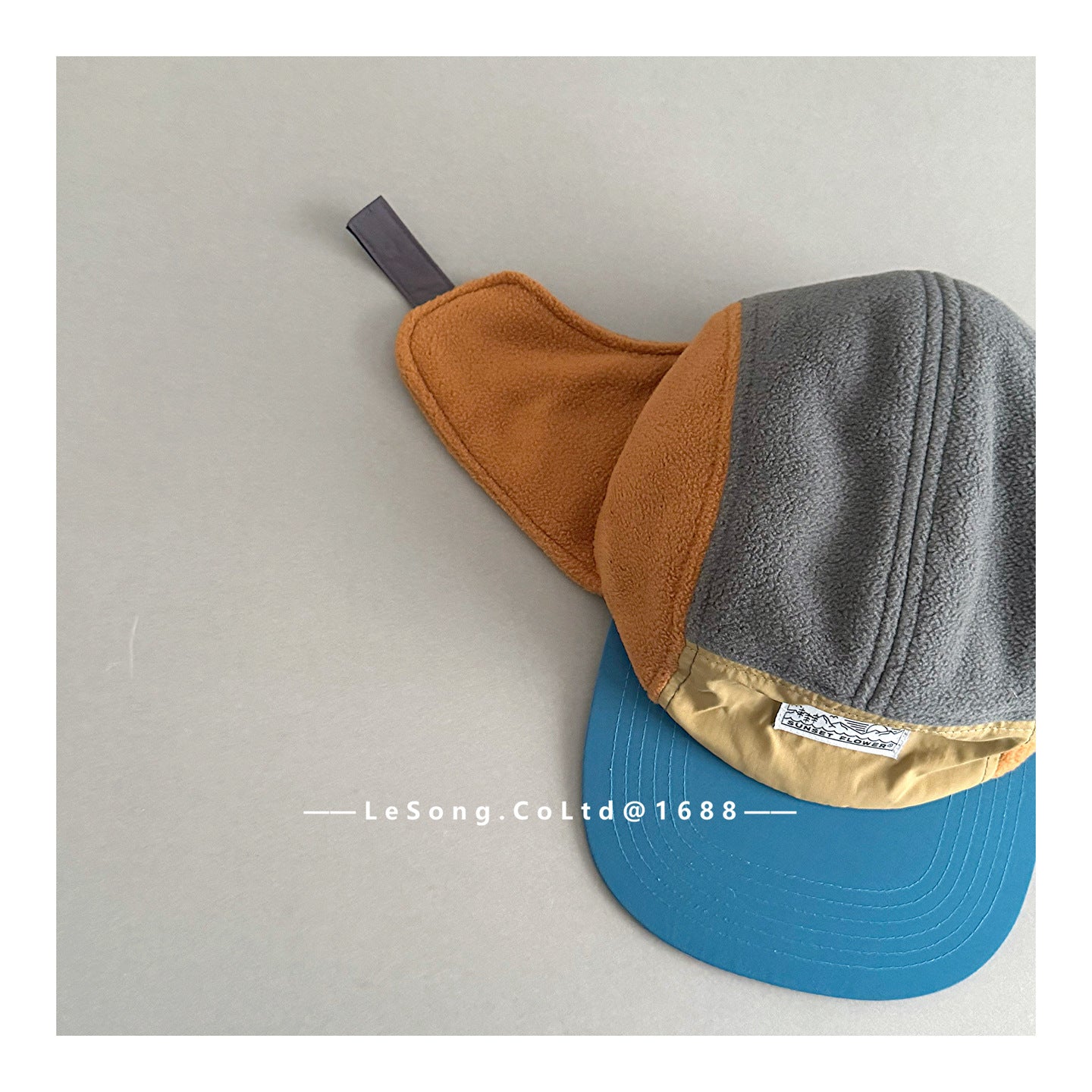 キッズ帽子 フリース カラーブロック 耳当て付き 野球帽【mh0011833】