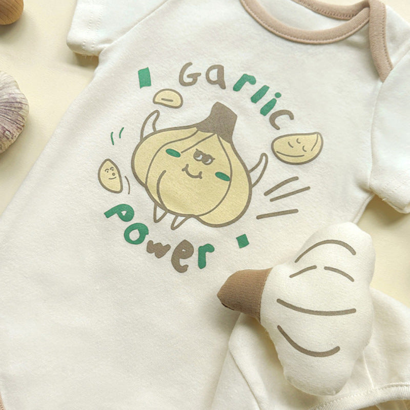 Short Sleeve Garlic Print Romper ガーリック 半袖ロンパース コスチューム【mh0013386】