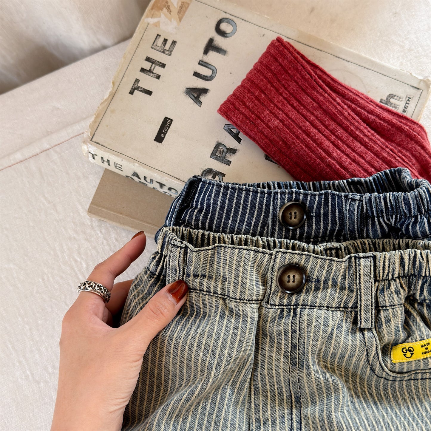 裏ボアデニムパンツ ストライプ 暖パン ジーンズ【mh0011914】