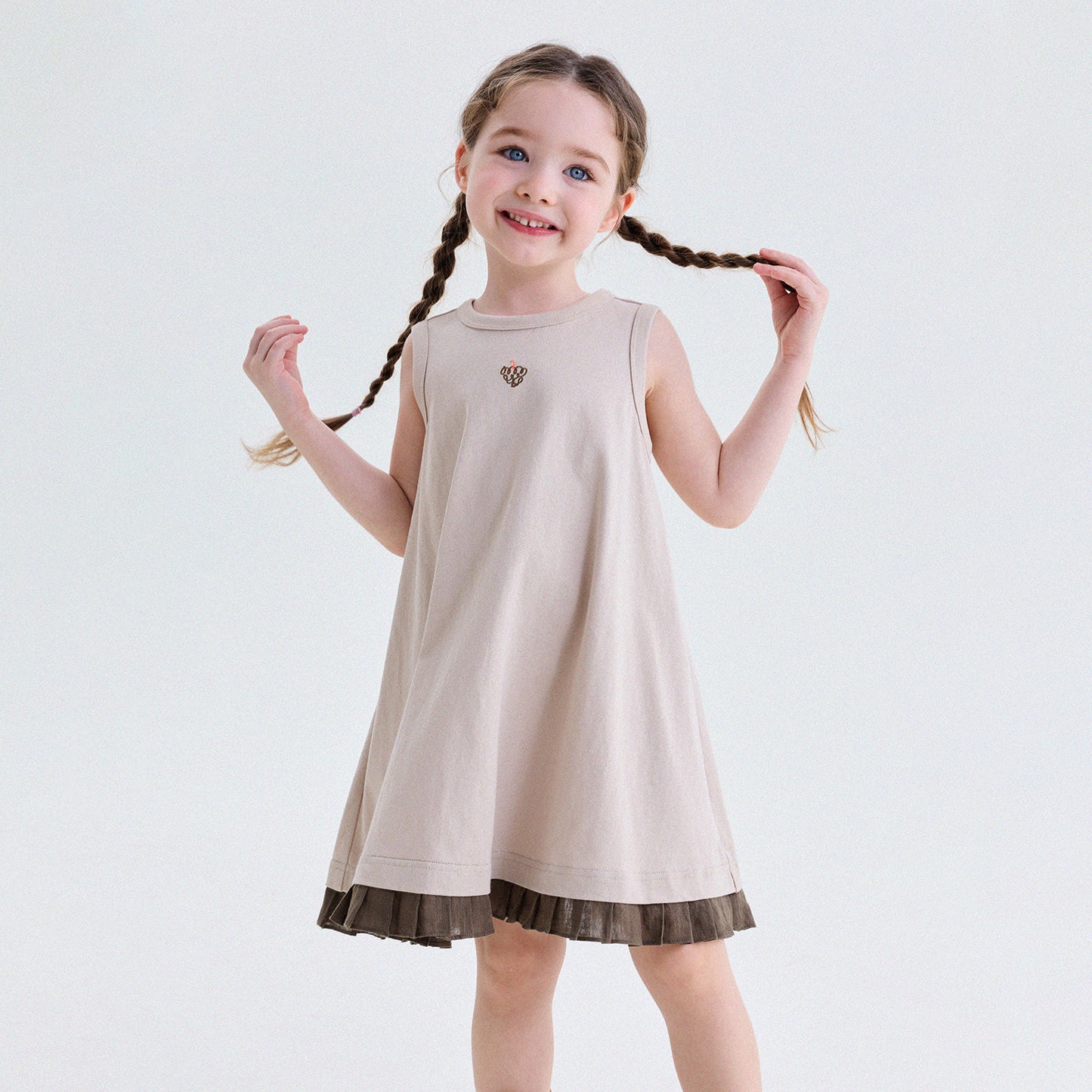 Vestido sin mangas con volantes en el dobladillo de colores para niños【mh0013764】