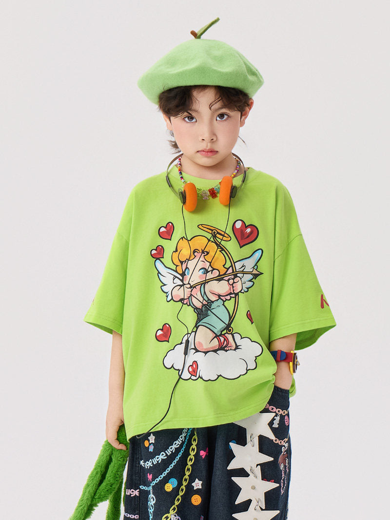 Graphic Angel Tee 天使プリント 半袖Tシャツ【mh0012994】