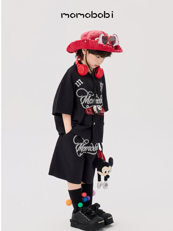 Embroidered Letter Set 半袖シャツ ハーフパンツ セット【mh0013006】