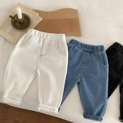 -デニムパンツウエストゴム長ズボンシンプルボトムス【mh0010917】 - mamahalo shop - ロングパンツ・スウェットパンツ -  べビー服 - 子供服 - 男の子 - 女の子