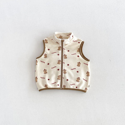 キッズ 総柄 ジップアップベスト / 長袖Tシャツ / ロングパンツ【mh0014772】