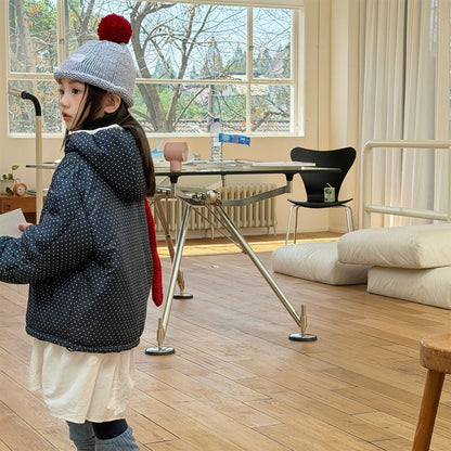 中綿フーディブルゾンジャケット 無地/ドット アウターコート【mh0011915】