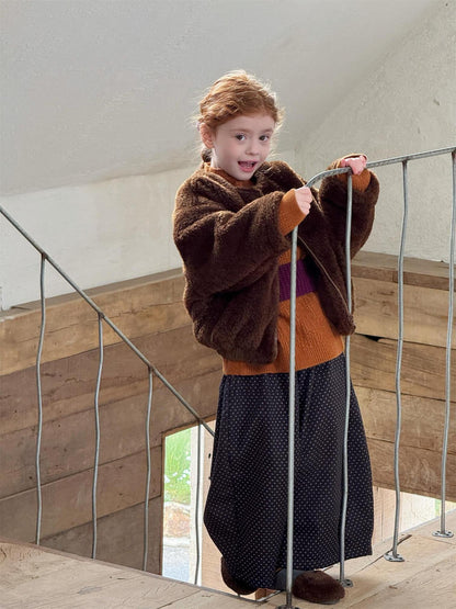 No-collar boa blouson, zip-up jacket, thick outerwear [mh0011758]