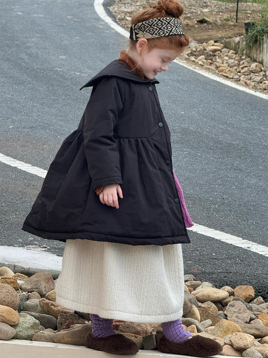 ミドル丈コート ラペル襟 キルティング Aライン 中綿入り アウター【mh0011732】