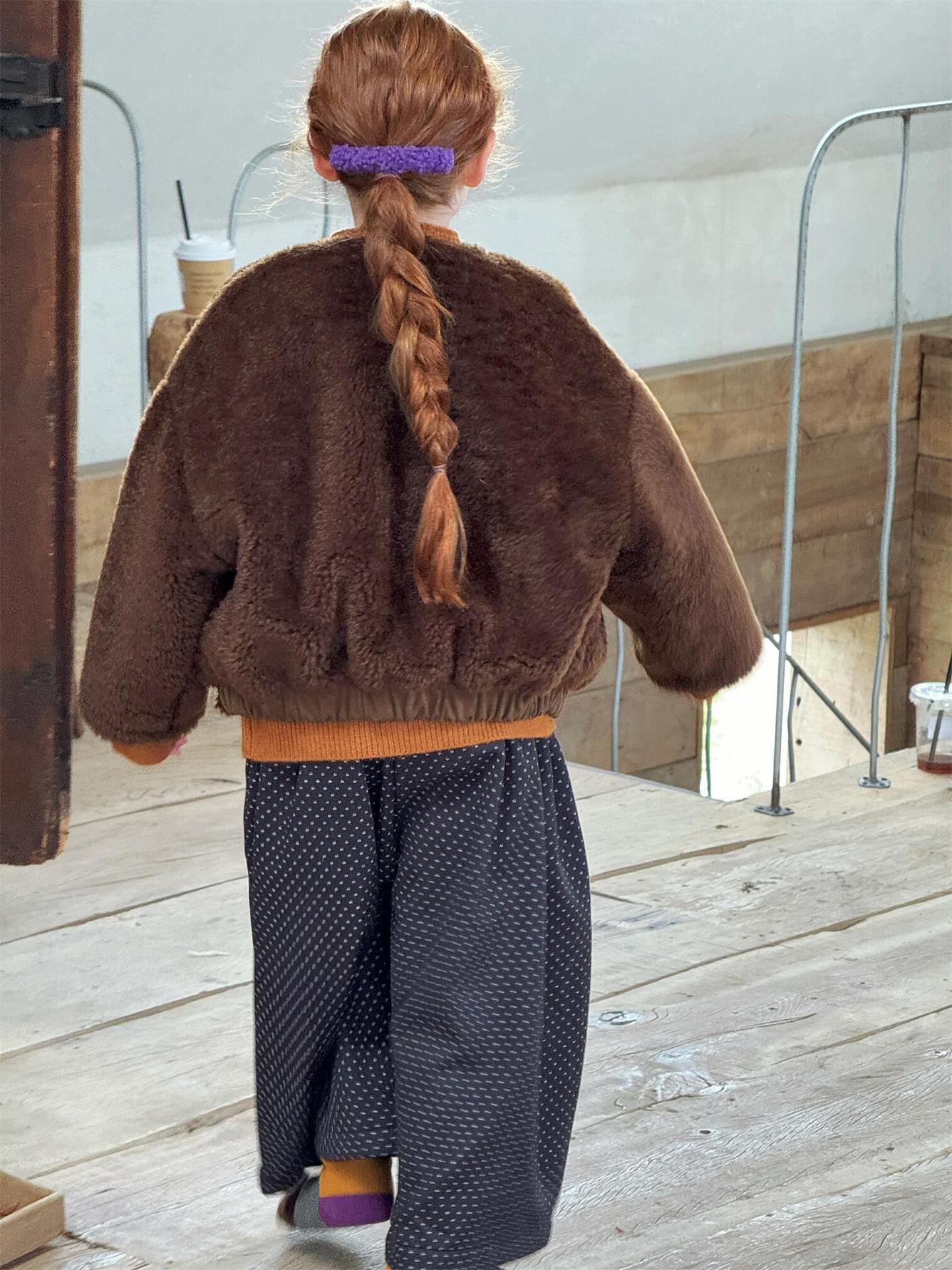 No-collar boa blouson, zip-up jacket, thick outerwear [mh0011758]